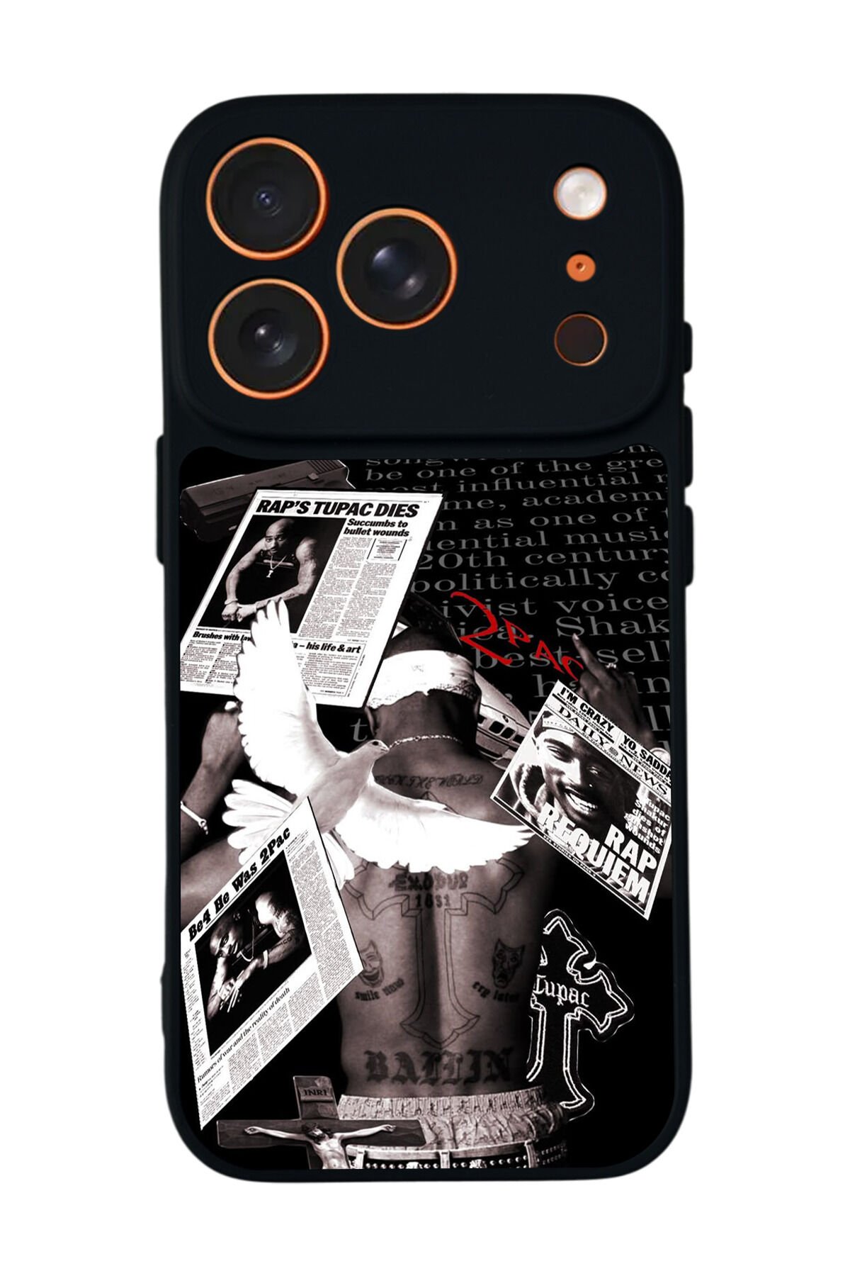 iPhone 17 Pro Uyumlu Tupac Tasarımlı Glossy Premium Kılıf