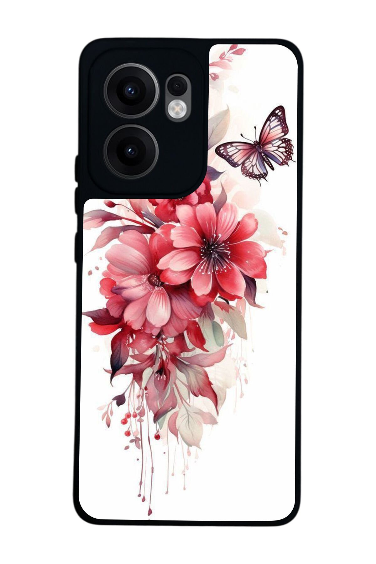 Oppo Reno 13F Uyumlu Floral Tasarımlı Glossy Premium Kılıf