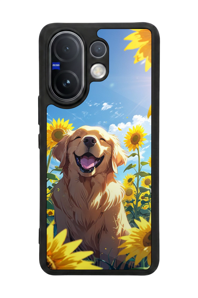 Vivo V60 Uyumlu Golden Kopek Tasarımlı Glossy Premium Kılıf