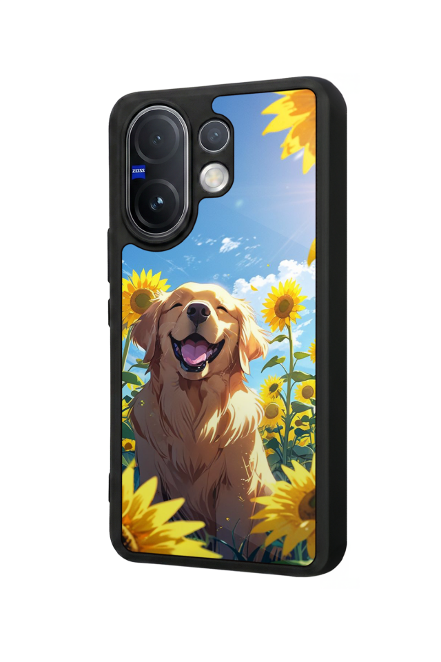 Vivo V60 Uyumlu Golden Kopek Tasarımlı Glossy Premium Kılıf
