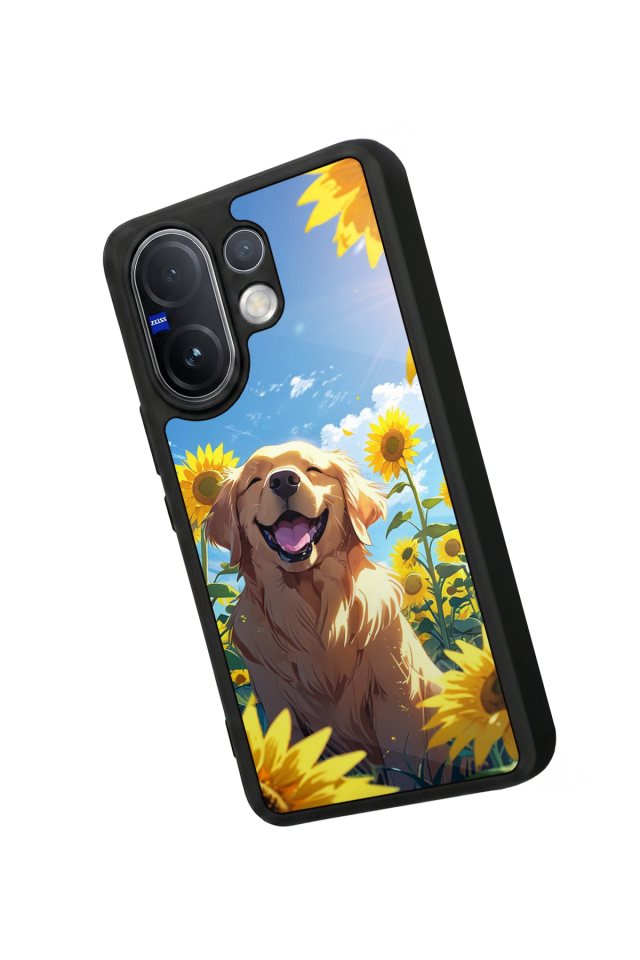 Vivo V60 Uyumlu Golden Kopek Tasarımlı Glossy Premium Kılıf