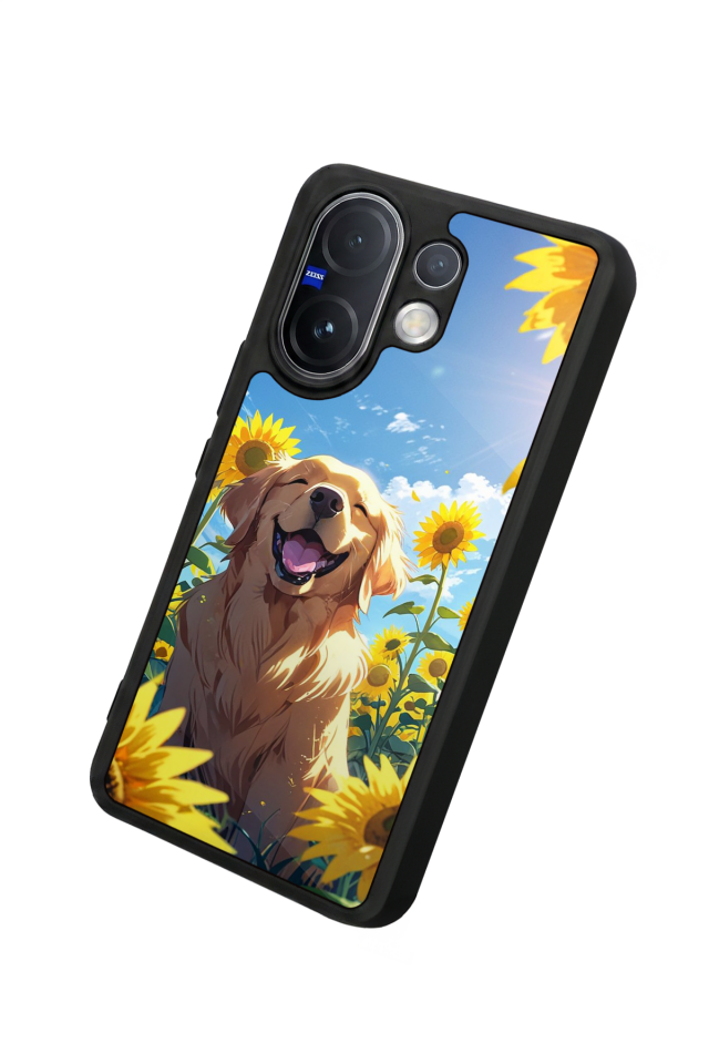 Vivo V60 Uyumlu Golden Kopek Tasarımlı Glossy Premium Kılıf