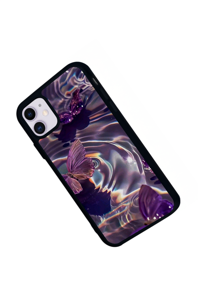 iPhone 11 Uyumlu Kelebek Tasarımlı Glossy Premium Kılıf