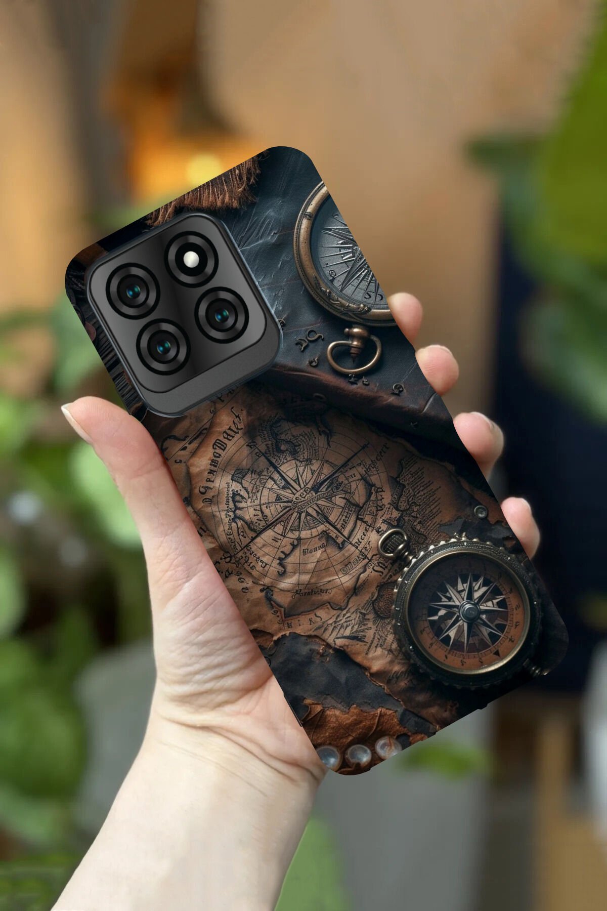 Reeder S71 Uyumlu Kamera Korumalı Eskitme Pusula Desenli HD Baskılı Silikon Kılıf