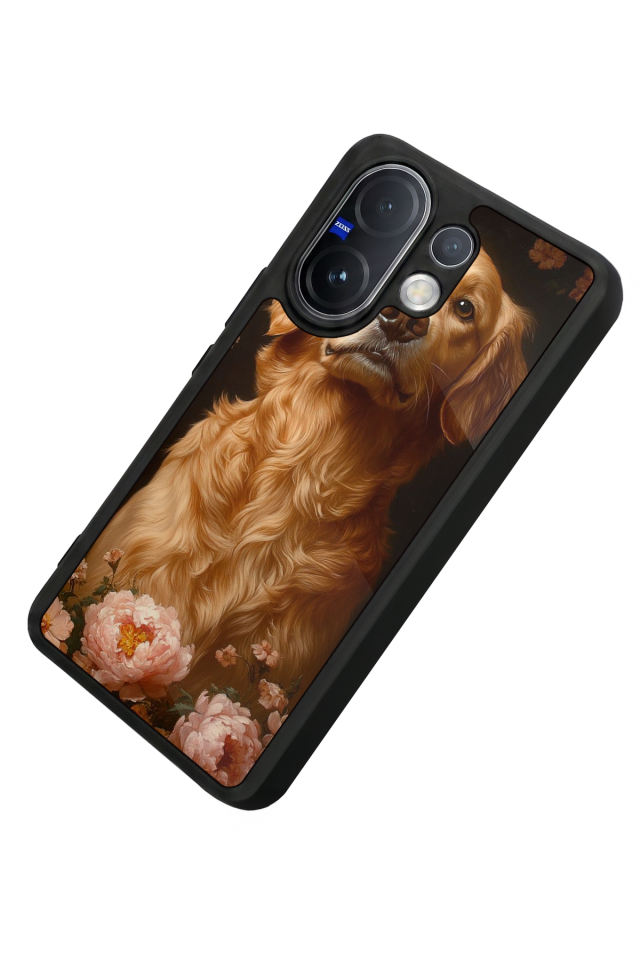 Vivo V60 Uyumlu Golden Kopek Tasarımlı Glossy Premium Kılıf