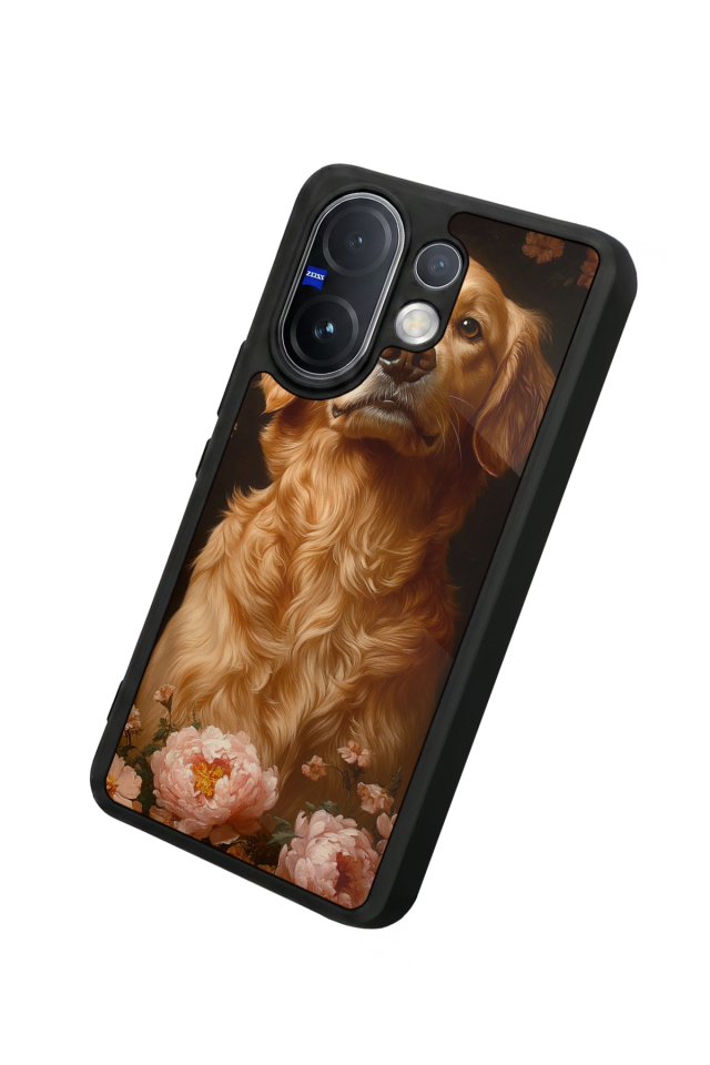 Vivo V60 Uyumlu Golden Kopek Tasarımlı Glossy Premium Kılıf