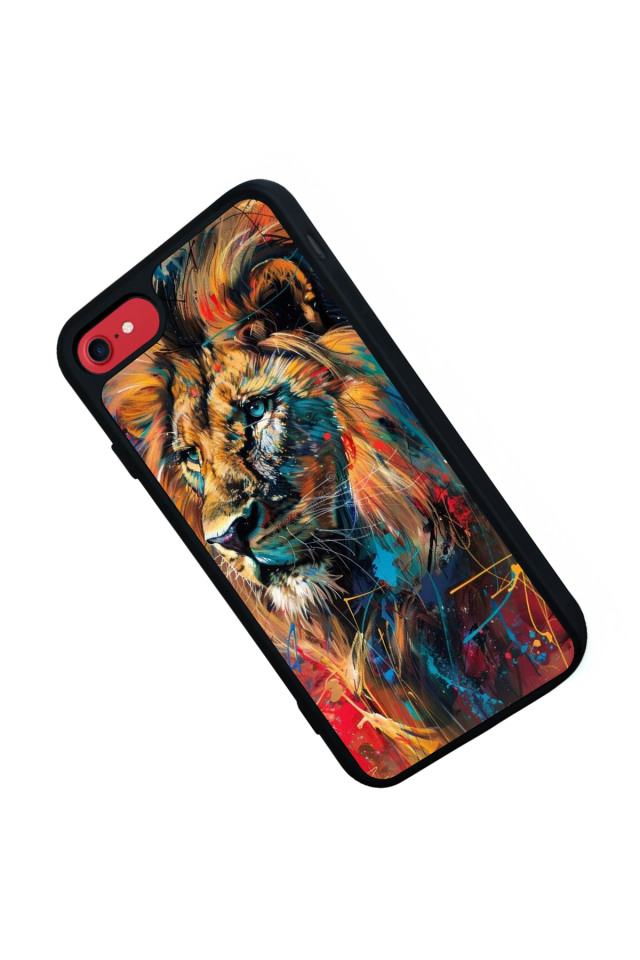 iPhone SE Uyumlu Aslan Tasarımlı Glossy Premium Kılıf