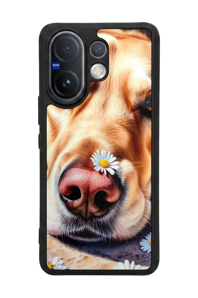 Vivo V60 Uyumlu Golden Kopek Tasarımlı Glossy Premium Kılıf