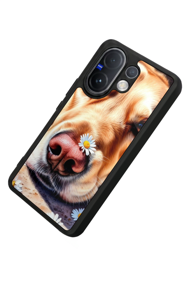 Vivo V60 Uyumlu Golden Kopek Tasarımlı Glossy Premium Kılıf