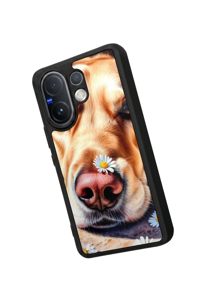 Vivo V60 Uyumlu Golden Kopek Tasarımlı Glossy Premium Kılıf