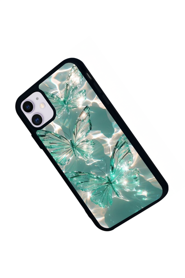 iPhone 11 Uyumlu Kelebek Tasarımlı Glossy Premium Kılıf