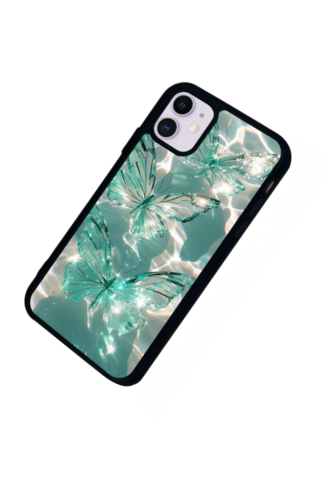 iPhone 11 Uyumlu Kelebek Tasarımlı Glossy Premium Kılıf