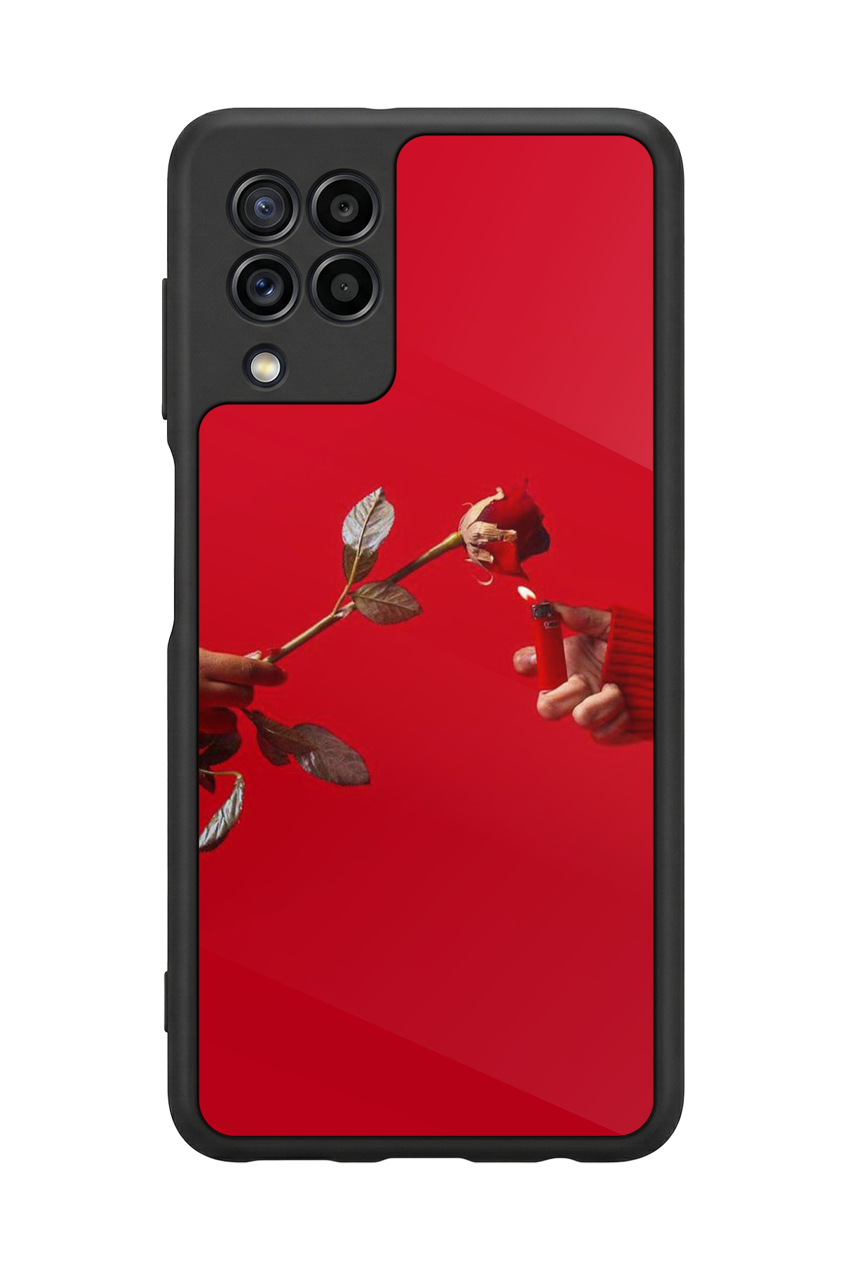 Samsung Galaxy M22 Uyumlu Kirmizi Tasarımlı Glossy Premium Kılıf