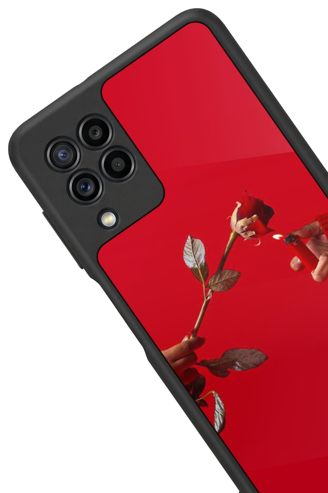 Samsung Galaxy M22 Uyumlu Kirmizi Tasarımlı Glossy Premium Kılıf