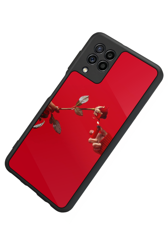Samsung Galaxy M22 Uyumlu Kirmizi Tasarımlı Glossy Premium Kılıf