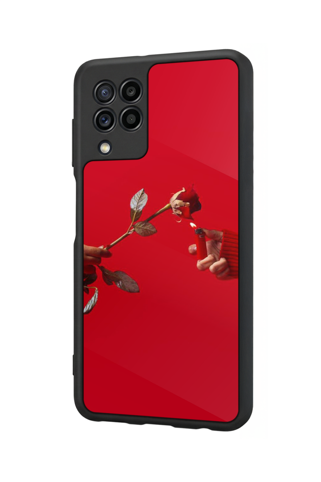 Samsung Galaxy M22 Uyumlu Kirmizi Tasarımlı Glossy Premium Kılıf