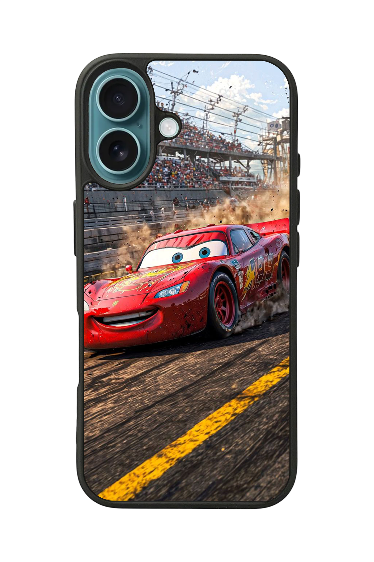 iPhone 16 Uyumlu Şimsek McQueen Tasarımlı Glossy Premium Kılıf