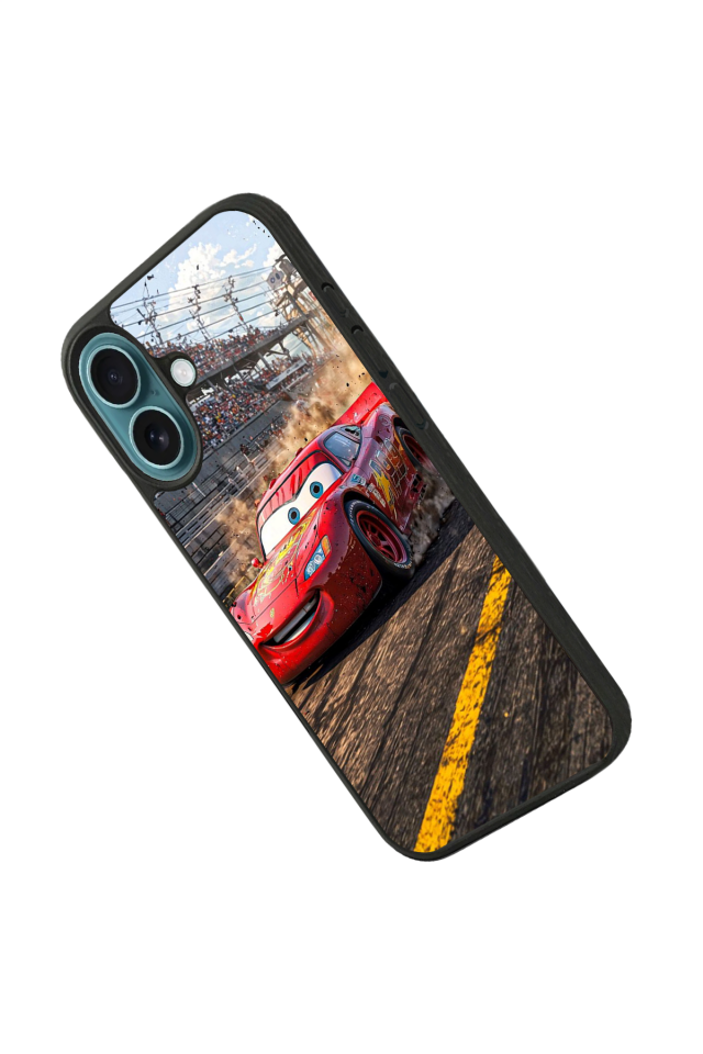 iPhone 16 Uyumlu Şimsek McQueen Tasarımlı Glossy Premium Kılıf