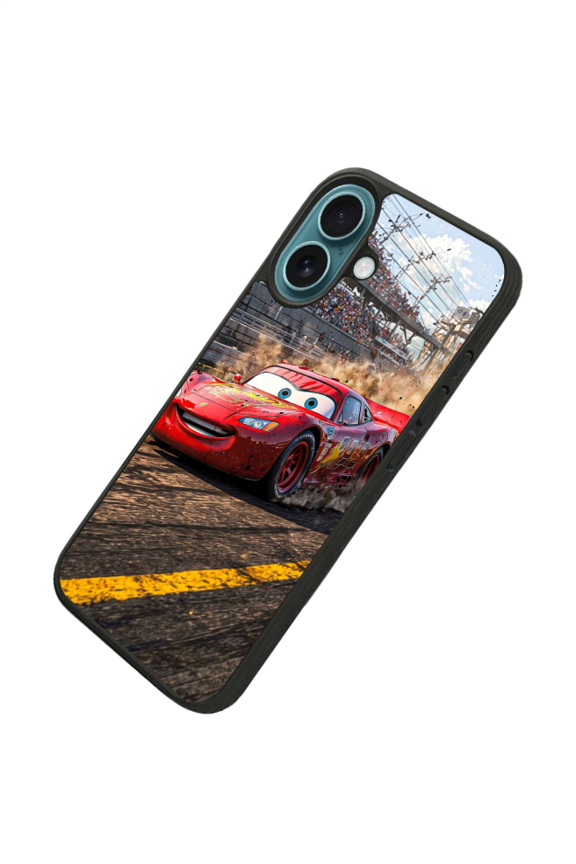 iPhone 16 Uyumlu Şimsek McQueen Tasarımlı Glossy Premium Kılıf