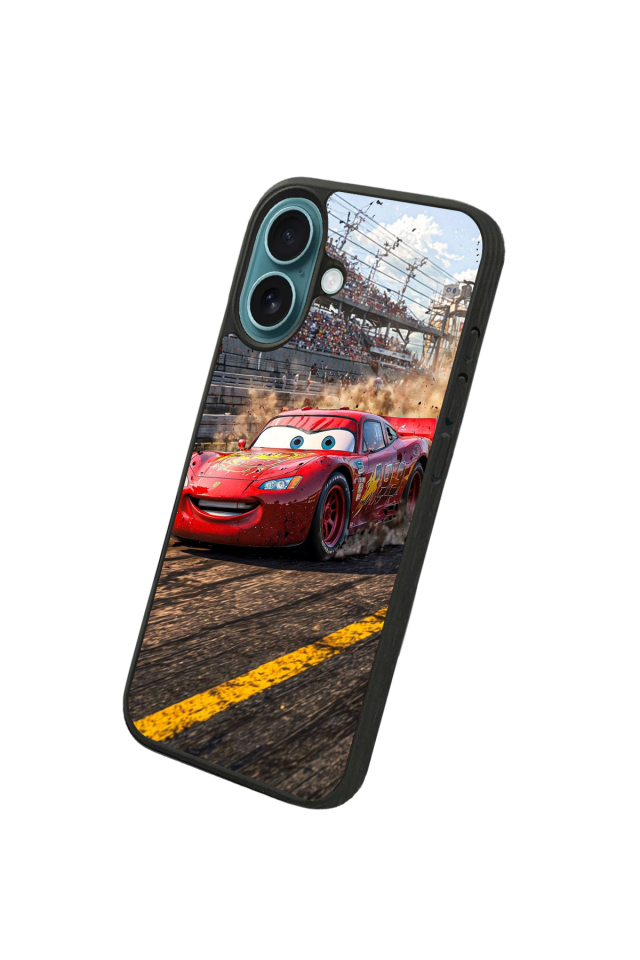 iPhone 16 Uyumlu Şimsek McQueen Tasarımlı Glossy Premium Kılıf