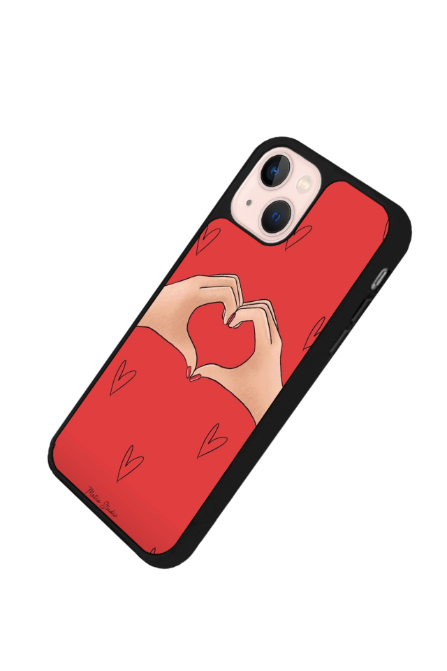 iPhone 13 Mini Uyumlu Kalp Love Tasarımlı Glossy Premium Kılıf