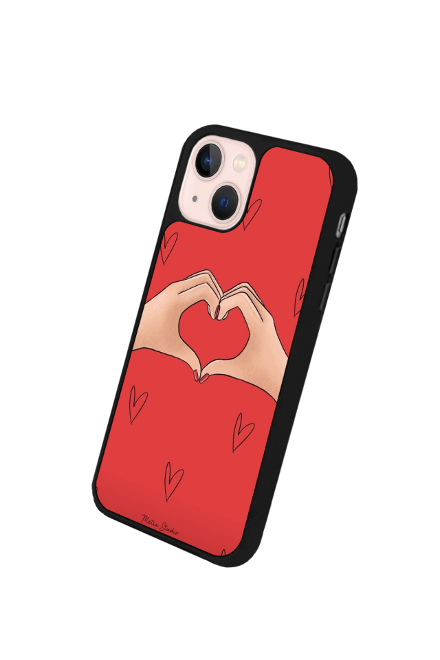 iPhone 13 Mini Uyumlu Kalp Love Tasarımlı Glossy Premium Kılıf