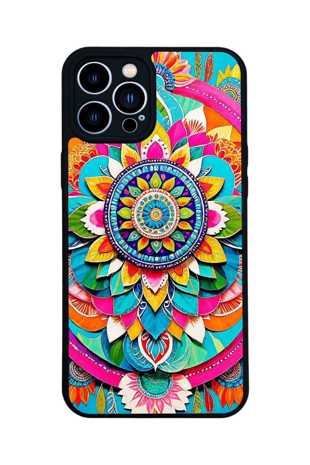 iPhone 12 Pro Max Uyumlu Mandala Tasarımlı Glossy Premium Kılıf