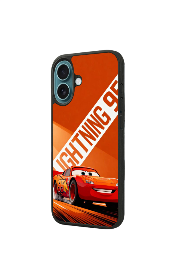 iPhone 16 Uyumlu Şimsek McQueen Tasarımlı Glossy Premium Kılıf