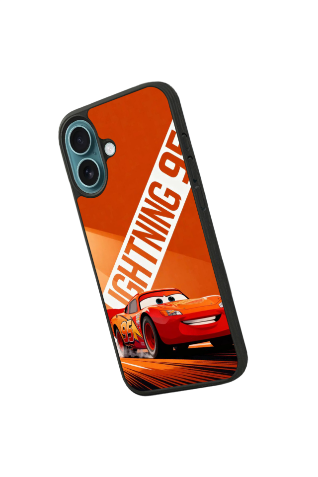 iPhone 16 Uyumlu Şimsek McQueen Tasarımlı Glossy Premium Kılıf