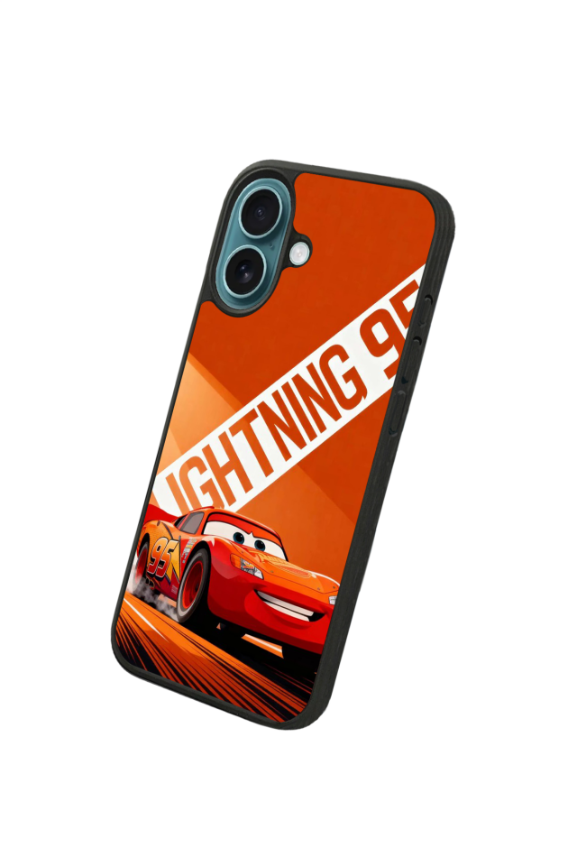 iPhone 16 Uyumlu Şimsek McQueen Tasarımlı Glossy Premium Kılıf