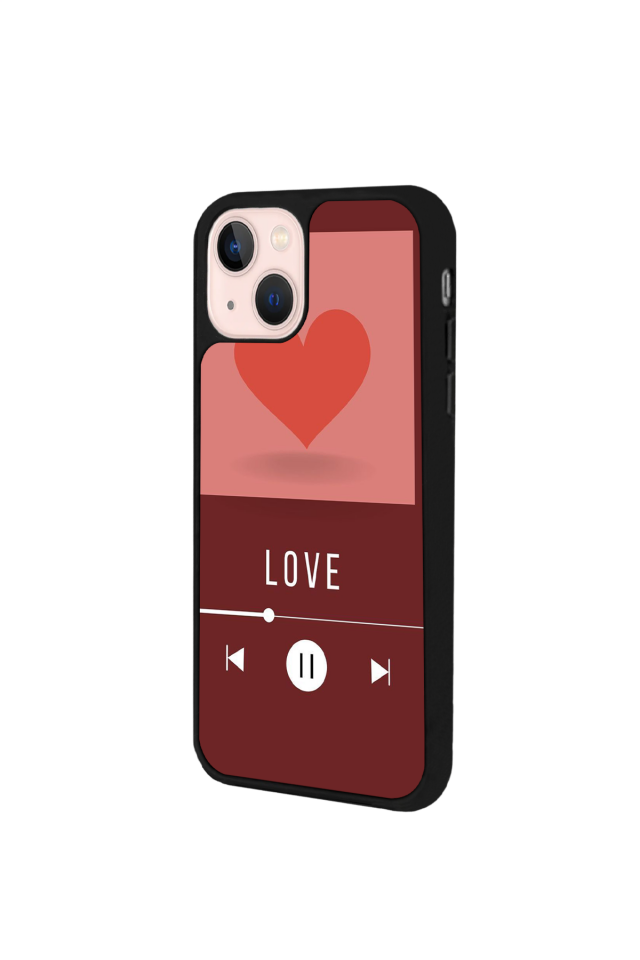 iPhone 13 Mini Uyumlu Kalp Love Tasarımlı Glossy Premium Kılıf