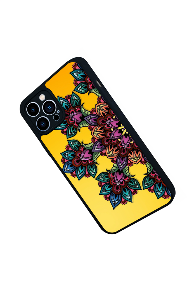iPhone 12 Pro Max Uyumlu Mandala Tasarımlı Glossy Premium Kılıf