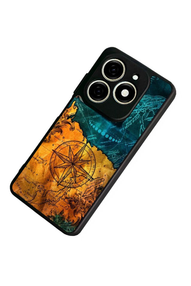 Tecno Spark 20/20C Uyumlu Harita Tasarımlı Glossy Premium Kılıf