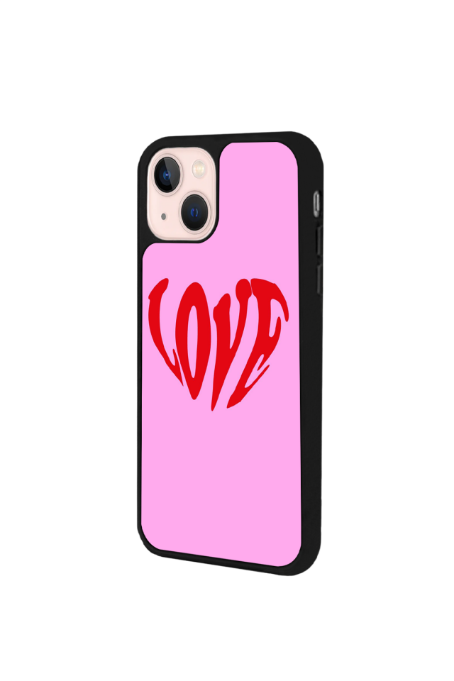 iPhone 13 Mini Uyumlu Kalp Love Tasarımlı Glossy Premium Kılıf