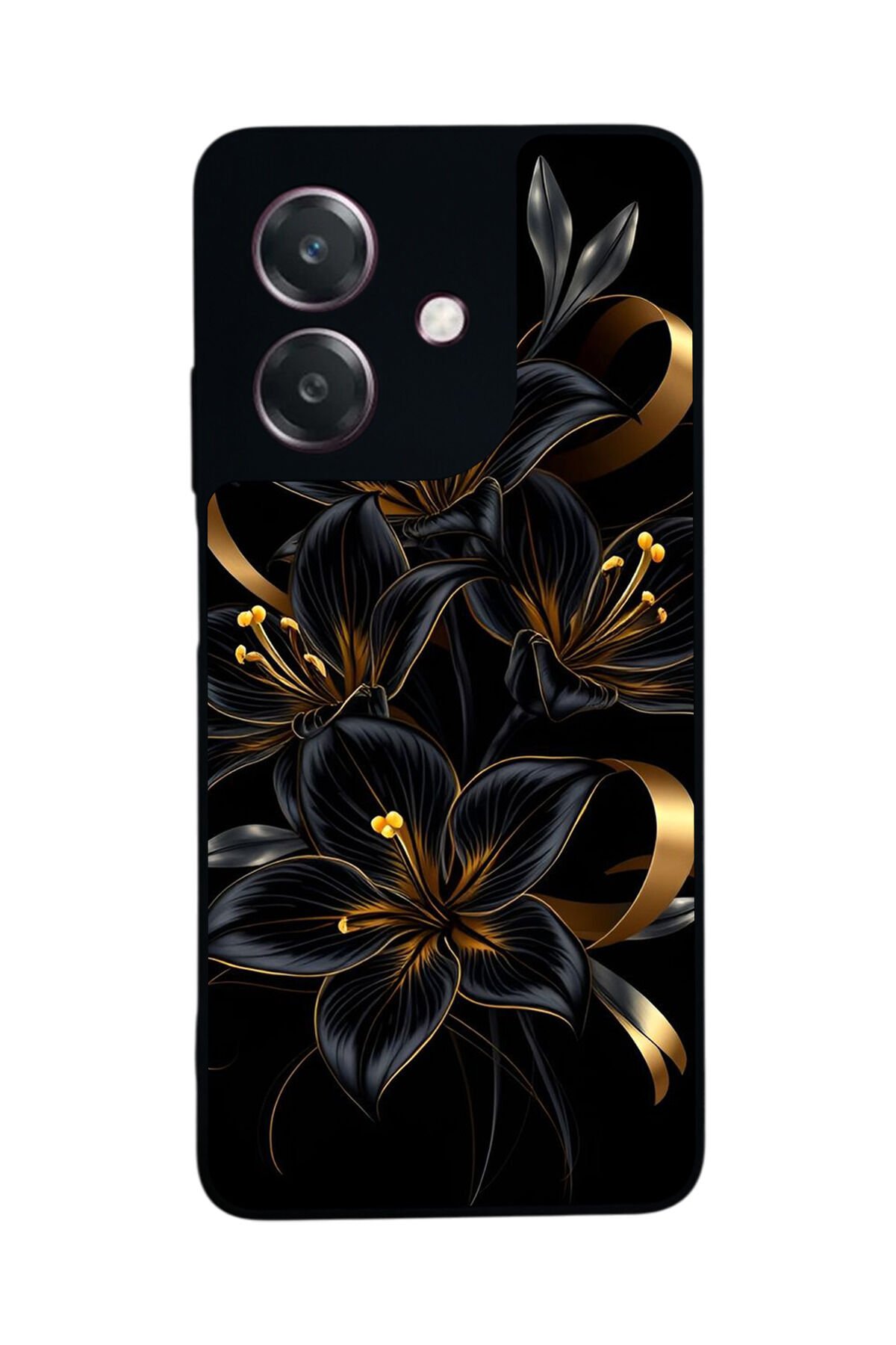 Oppo A3 5G Uyumlu Yaldizli Cicek Tasarımlı Glossy Premium Kılıf