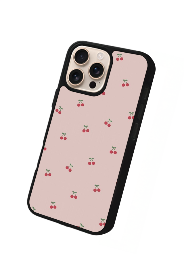 iPhone 16 Pro Max Uyumlu Kiraz Tasarımlı Glossy Premium Kılıf