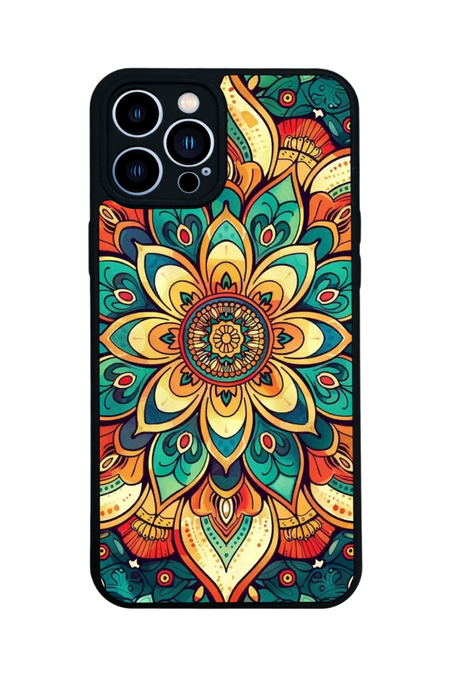 iPhone 12 Pro Max Uyumlu Mandala Tasarımlı Glossy Premium Kılıf