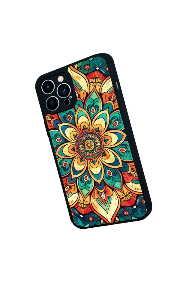 iPhone 12 Pro Max Uyumlu Mandala Tasarımlı Glossy Premium Kılıf