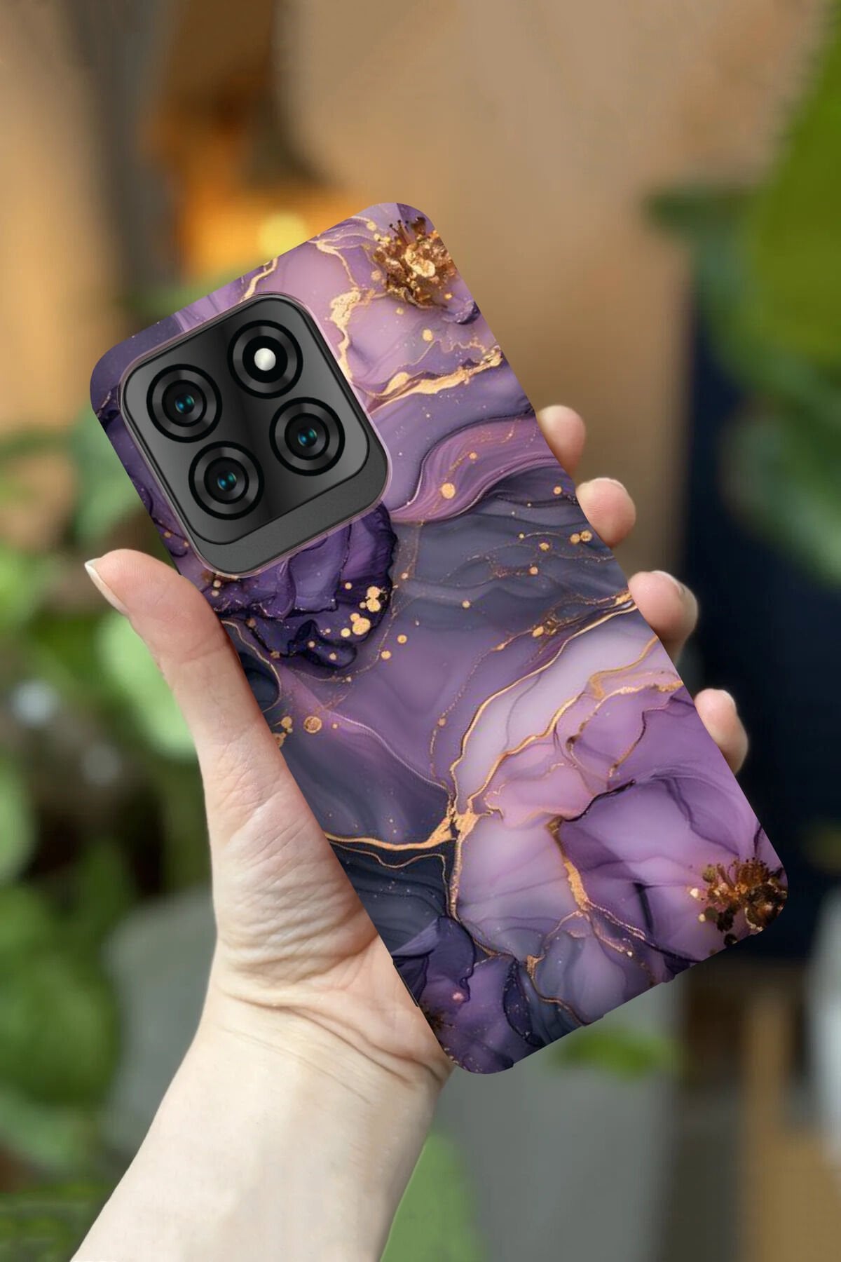 Reeder S71 Uyumlu Kamera Korumalı Lila Mermer Desenli HD Baskılı Silikon Kılıf