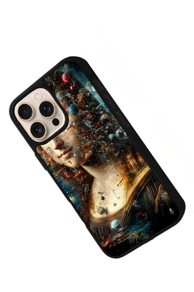 iPhone 15 Pro Uyumlu Monalisa Tasarımlı Glossy Premium Kılıf