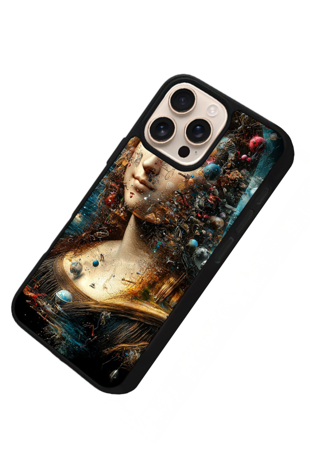 iPhone 15 Pro Uyumlu Monalisa Tasarımlı Glossy Premium Kılıf