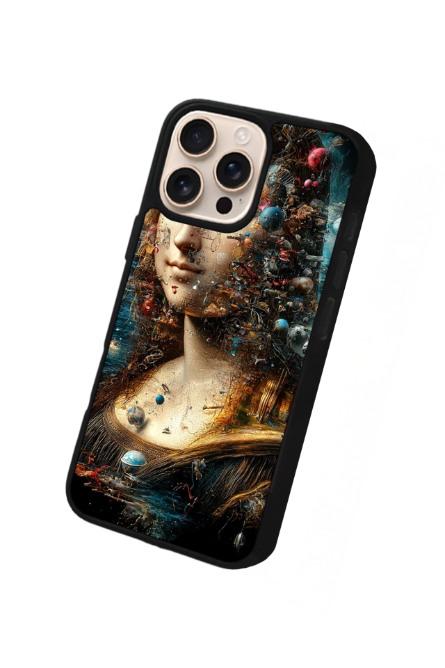 iPhone 15 Pro Uyumlu Monalisa Tasarımlı Glossy Premium Kılıf