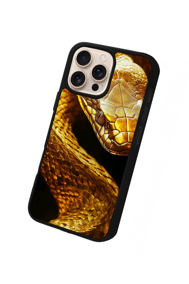 iPhone 15 Pro Uyumlu Yılan Tasarımlı Glossy Premium Kılıf