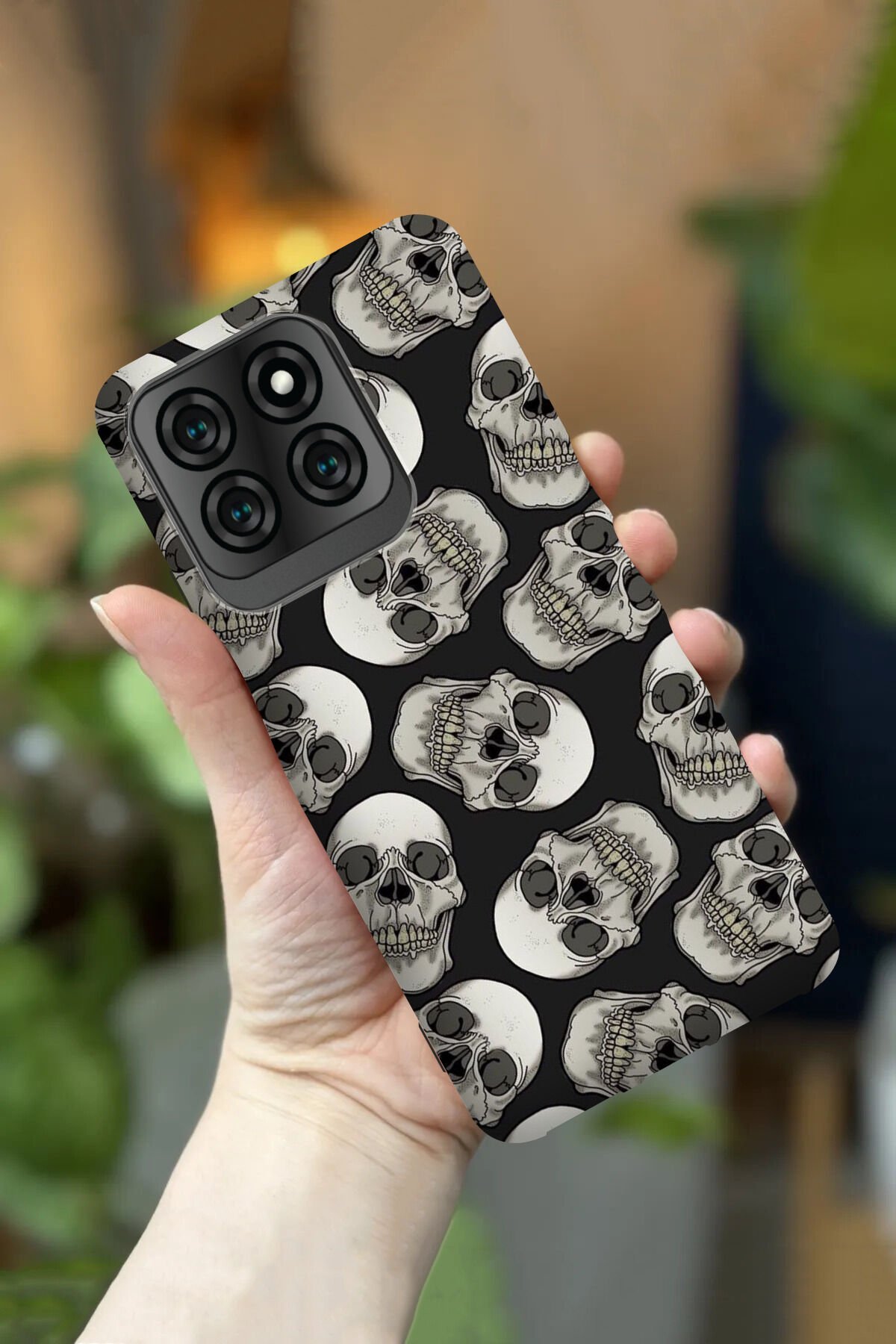 Reeder S71 Uyumlu Kamera Korumalı Siyah Kurukafa Desenli HD Baskılı Silikon Kılıf