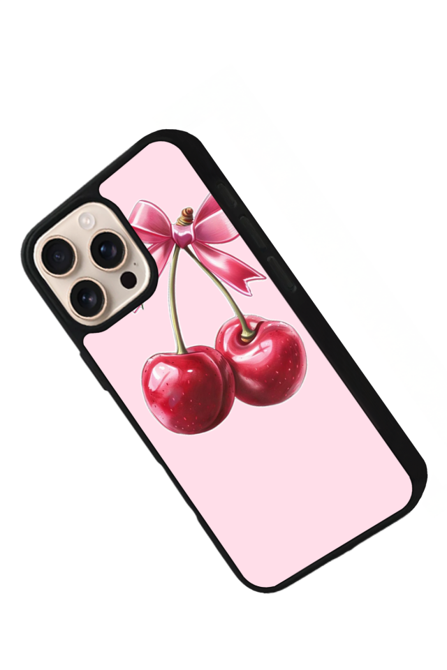 iPhone 16 Pro Max Uyumlu Kiraz Tasarımlı Glossy Premium Kılıf