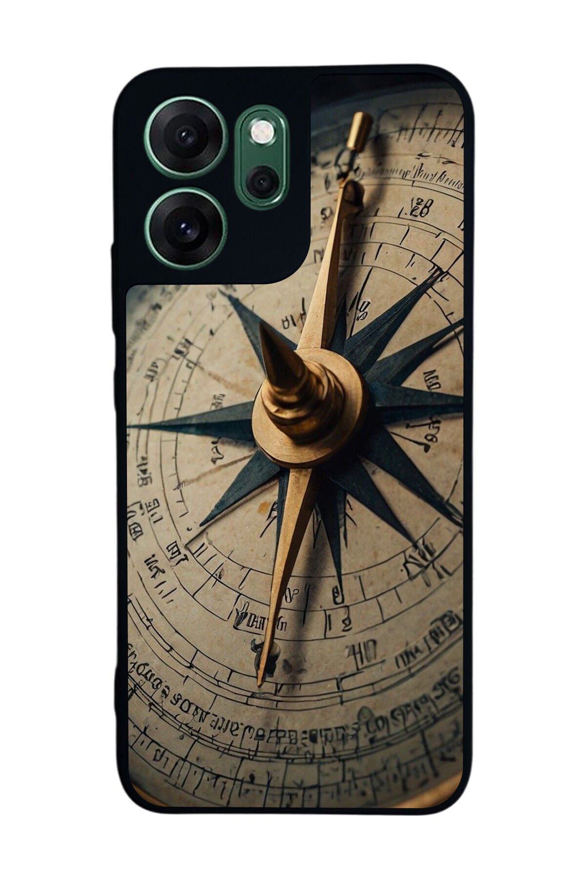 Oppo Reno 14F Uyumlu Pusula Tasarımlı Glossy Premium Kılıf