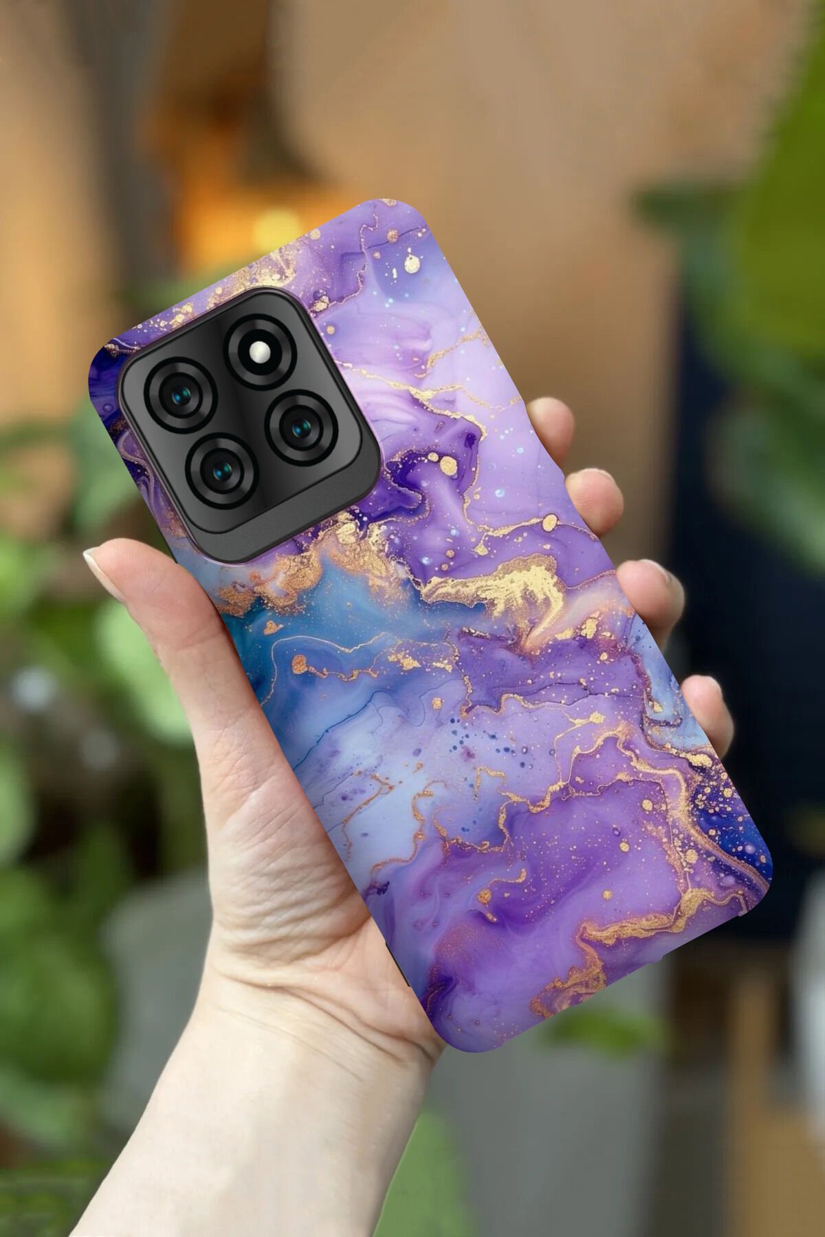 Reeder S71 Uyumlu Kamera Korumalı Lila Mermer Desenli HD Baskılı Silikon Kılıf