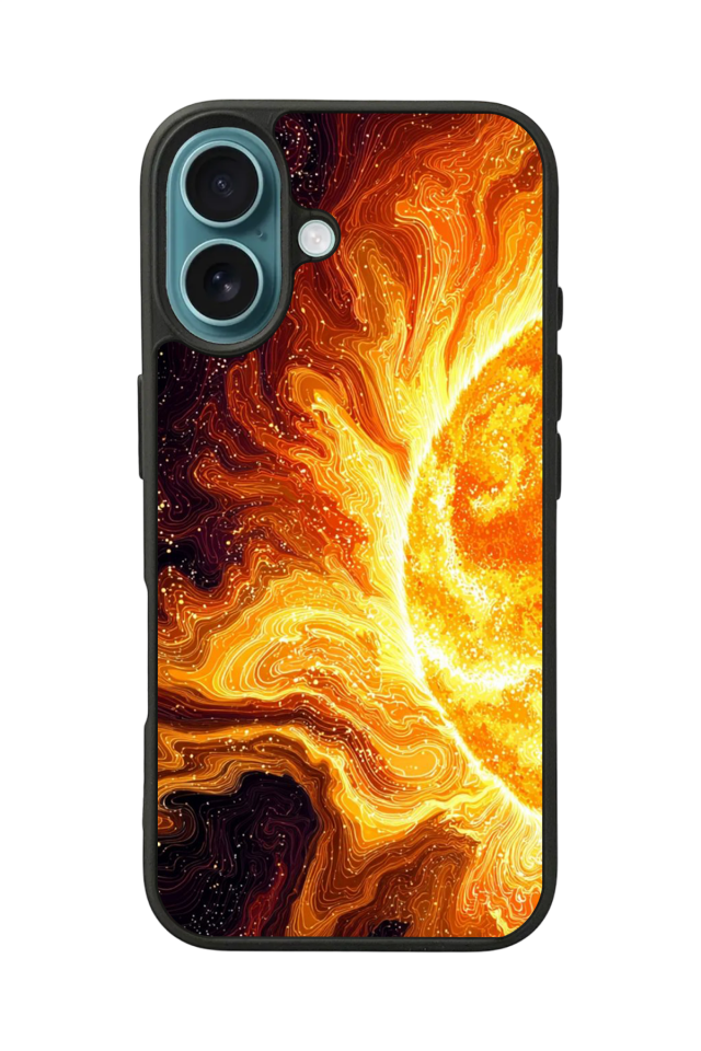 iPhone 16 Plus Uyumlu Güneş Tasarımlı Glossy Premium Kılıf