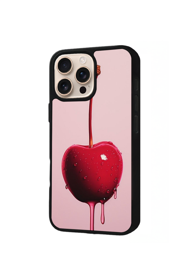 iPhone 16 Pro Max Uyumlu Kiraz Tasarımlı Glossy Premium Kılıf