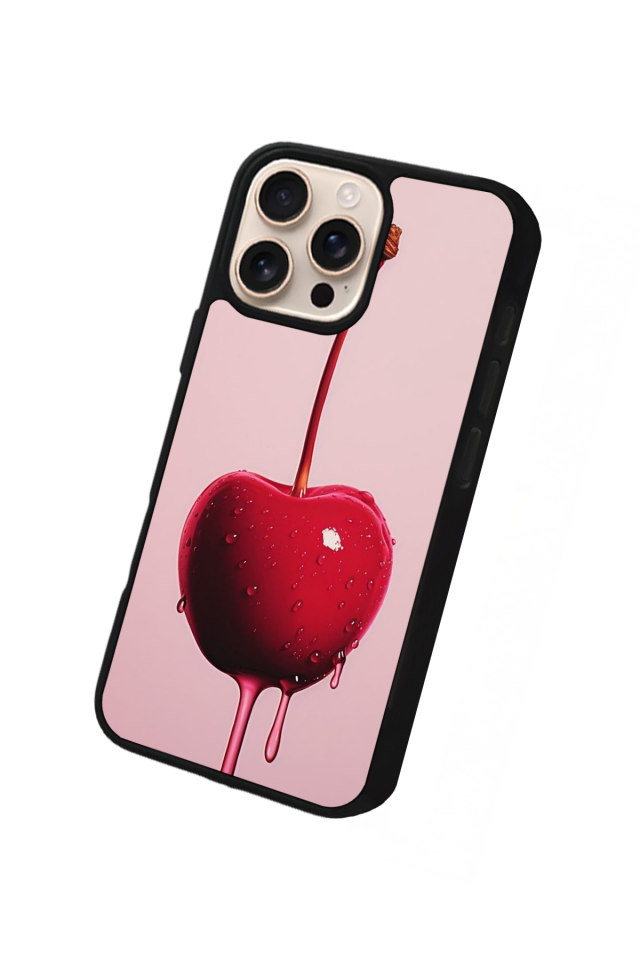 iPhone 16 Pro Max Uyumlu Kiraz Tasarımlı Glossy Premium Kılıf